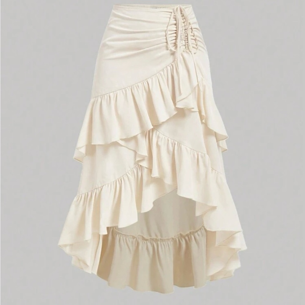 SHEIN Cream Layered Midi Skirt